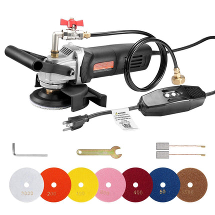 Wet Polisher 800W, 4-Inch Stone Grinder, 7 Pads, GFCI