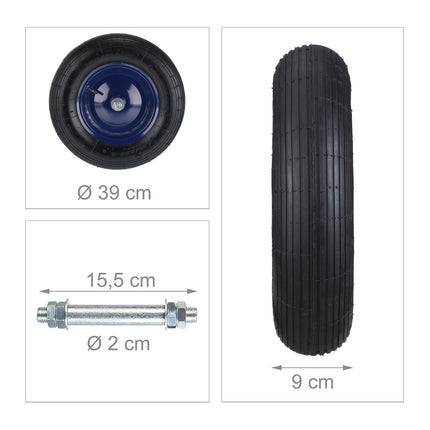 Wheelbarrow Replacement Wheel, Rubber Tire & Steel Rim