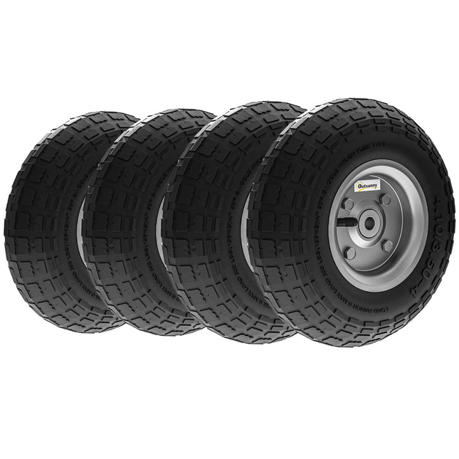 Wheelbarrow Wheel Set of 4, Solid Rubber, 80kg, Ø255mm