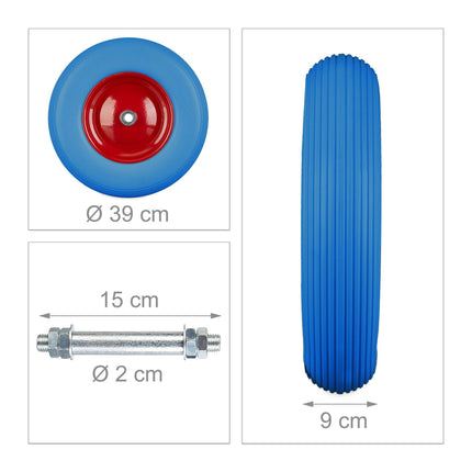 Wheelbarrow wheel made of solid rubber with axle