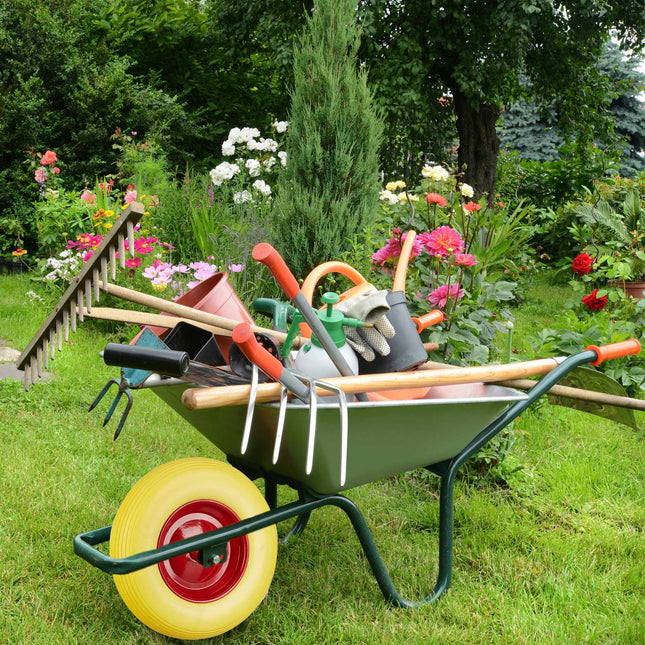 Wheelbarrow wheel made of solid rubber with axle