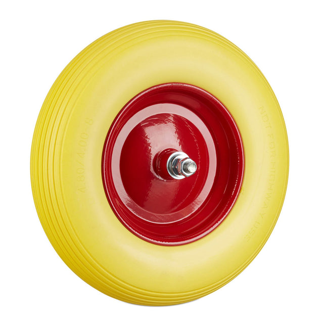Wheelbarrow wheel made of solid rubber with axle