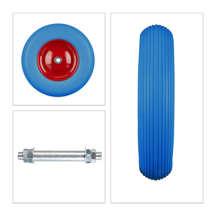 Wheelbarrow wheel made of solid rubber with axle
