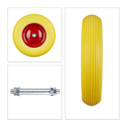 Wheelbarrow wheel made of solid rubber with axle