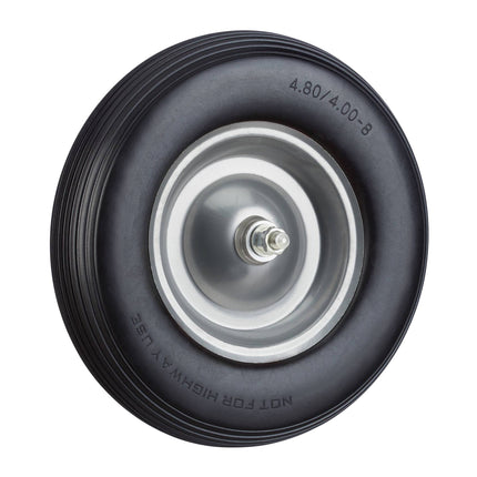 Wheelbarrow wheel made of solid rubber with axle