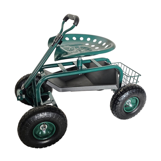 Wheeled Garden Seat with Storage and Adjustable Height