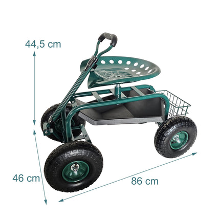 Wheeled Garden Seat with Storage and Adjustable Height