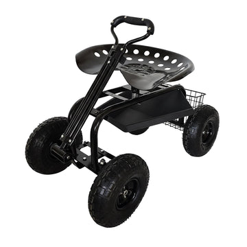 Wheeled Garden Seat with Storage and Adjustable Height
