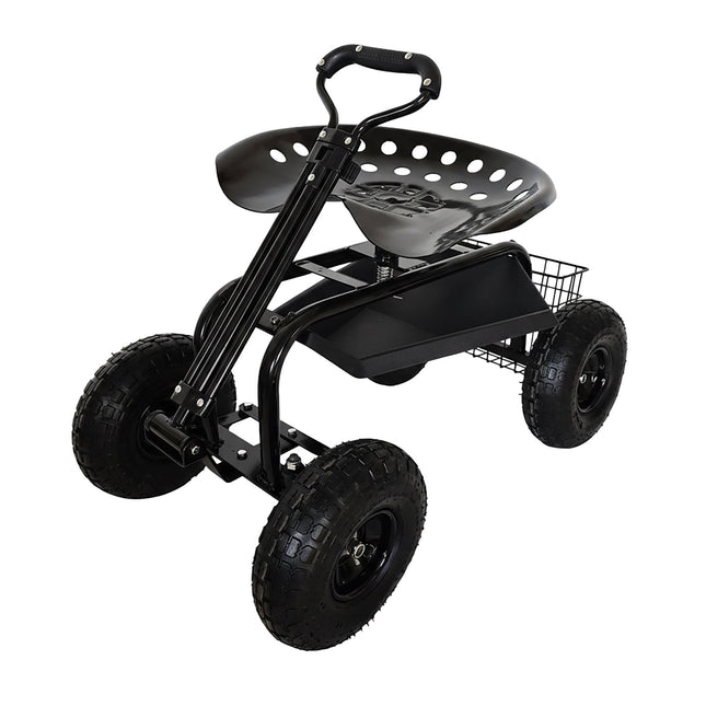 Wheeled Garden Seat with Storage and Adjustable Height