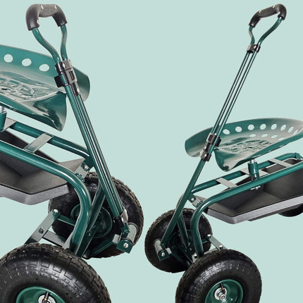 Wheeled Garden Seat with Storage and Adjustable Height