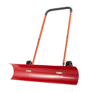 Wheeled Snow Pusher Shovel, 96 cm Blade, Adjustable Handle