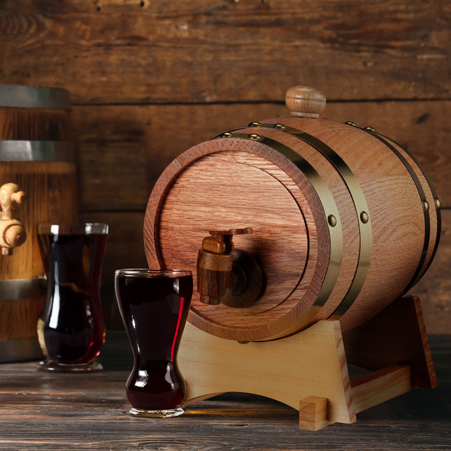 Whisky Barrel with Tap, 1.25L Oak Wood