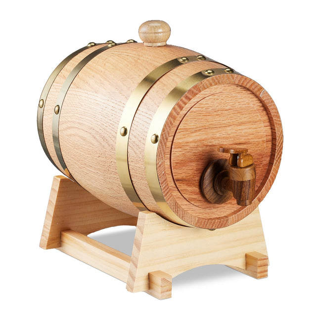 Whisky Barrel with Tap, 1.25L Oak Wood