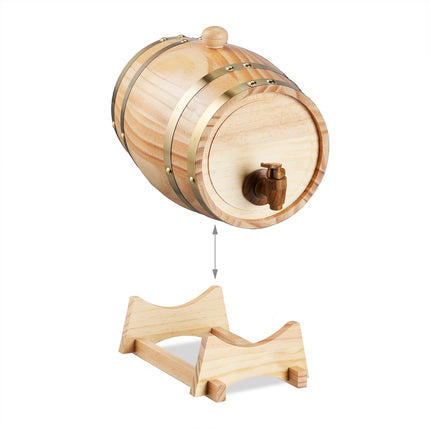 Whisky Barrel with Tap Dispenser, 2.2L Capacity