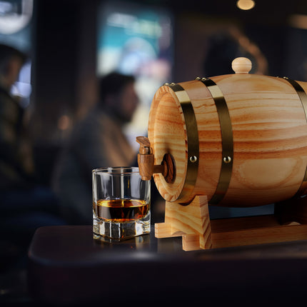 Whisky Barrel with Tap Dispenser, 2.2L Capacity