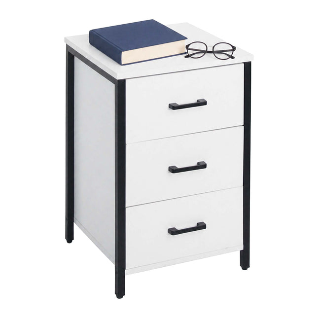White 3-Drawer Bedside Table, 60x40x40 cm