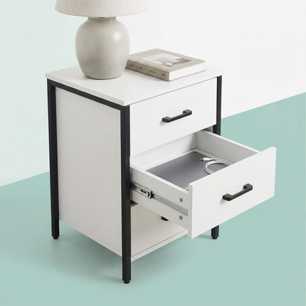 White 3-Drawer Bedside Table, 60x40x40 cm