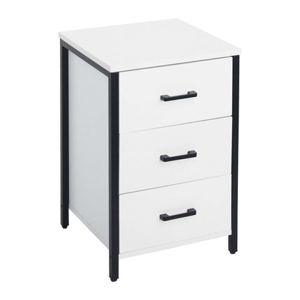 White 3-Drawer Bedside Table, 60x40x40 cm