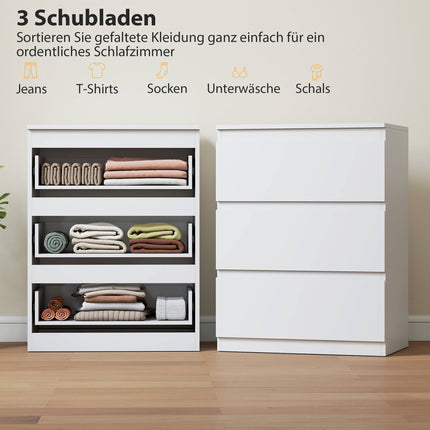 White 3-Drawer Dresser for Bedroom, Hallway, Living Room