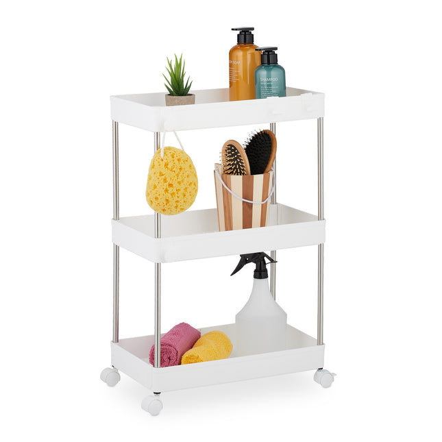 White 3-Shelf Trolley for Kitchen or Bathroom