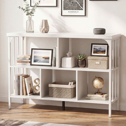 White 3-Tier Bookshelf with Metal Frame and Anti-Tip Kits