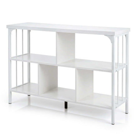 White 3-Tier Bookshelf with Metal Frame and Anti-Tip Kits