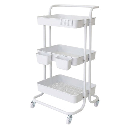 White 3-Tier Metal Storage Trolley with Wheels