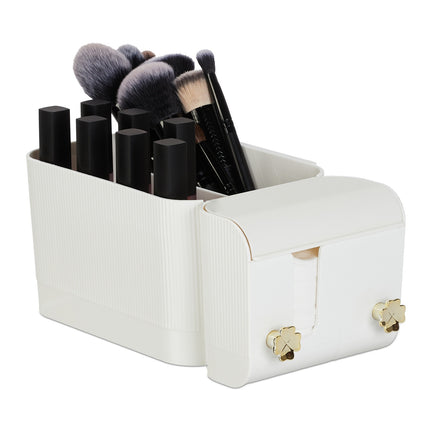 White Adhesive Bathroom Cosmetics Organizer, 4 Compartments
