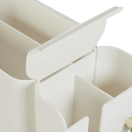 White Adhesive Bathroom Cosmetics Organizer, 4 Compartments