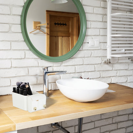 White Adhesive Bathroom Cosmetics Organizer, 4 Compartments