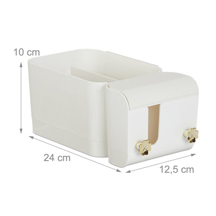 White Adhesive Bathroom Cosmetics Organizer, 4 Compartments
