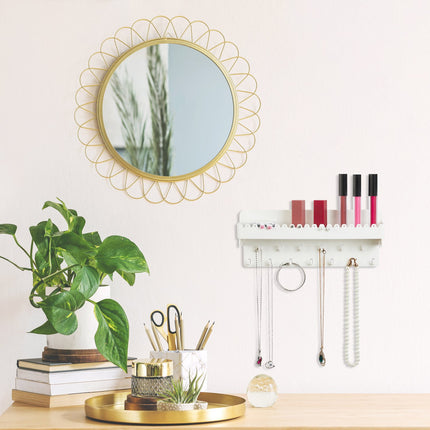 White Adhesive Jewellery Holder with Shelf