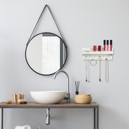 White Adhesive Jewellery Holder with Shelf