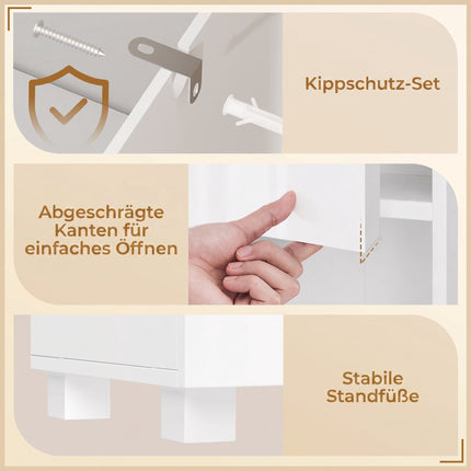 White Bathroom Cabinet with Adjustable Shelves, 30x30x170 cm
