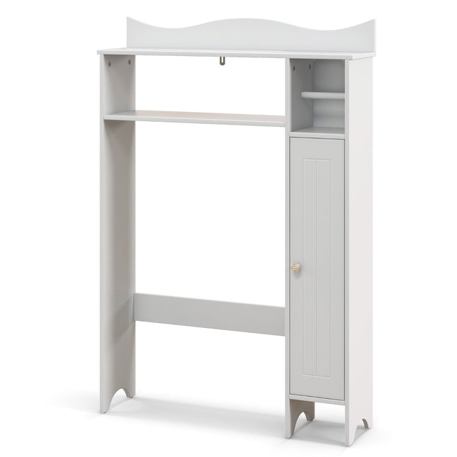 White Bathroom Cabinet with Toilet Paper Holder & Shelves