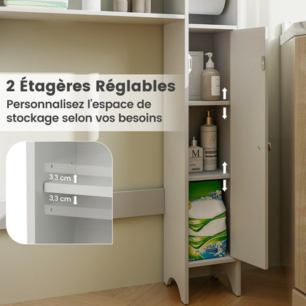 White Bathroom Cabinet with Toilet Paper Holder & Shelves