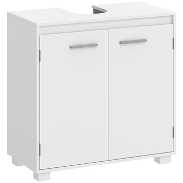 White Bathroom Sink Cabinet with Adjustable Shelf, 60x30x60 cm