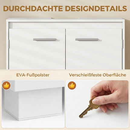 White Bathroom Sink Cabinet with Adjustable Shelf, 60x30x60 cm