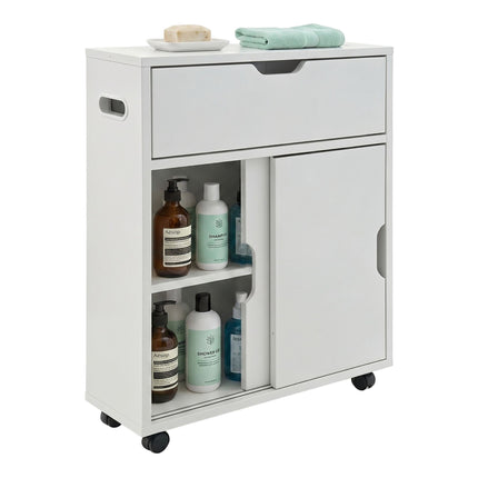 White Bathroom Storage Trolley, 4 Compartments