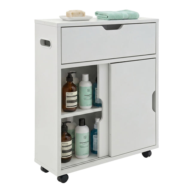 White Bathroom Storage Trolley, 4 Compartments