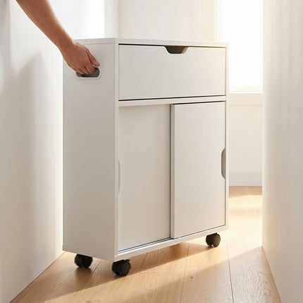 White Bathroom Storage Trolley, 4 Compartments