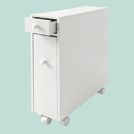 White Bathroom Storage Trolley with Pull-Out Drawer