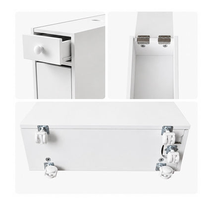 White Bathroom Storage Trolley with Pull-Out Drawer