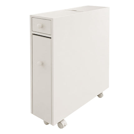 White Bathroom Storage Trolley with Pull-Out Drawer