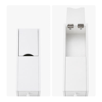 White Bathroom Storage Trolley with Pull-Out Drawer