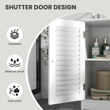 White Bathroom Vanity Cabinet with Shutter Doors, 60x30x60 cm
