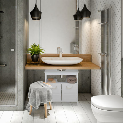 White Bathroom Vanity Unit with Storage Shelves