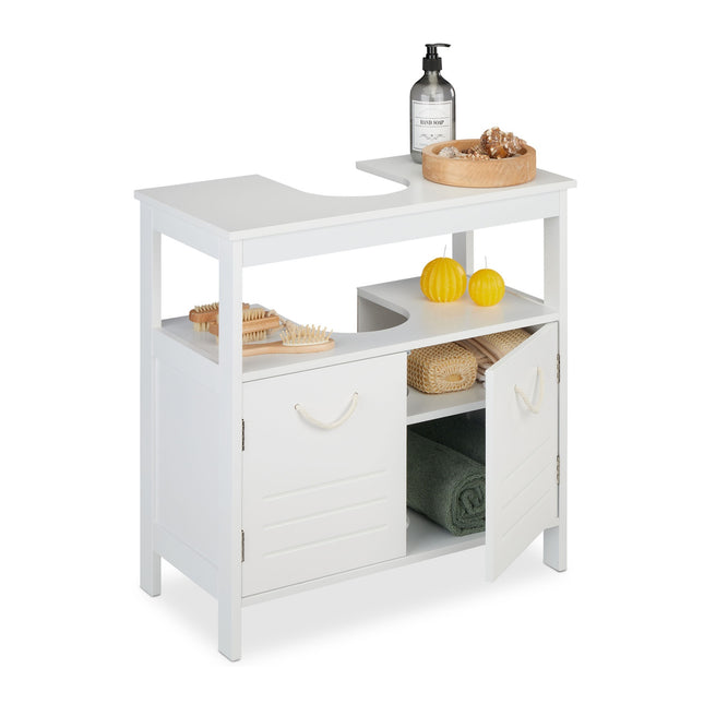 White Bathroom Vanity Unit with Storage Shelves