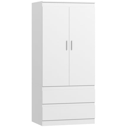 White Bedroom Wardrobe – 2 Doors, 2 Drawers, 3 Shelves