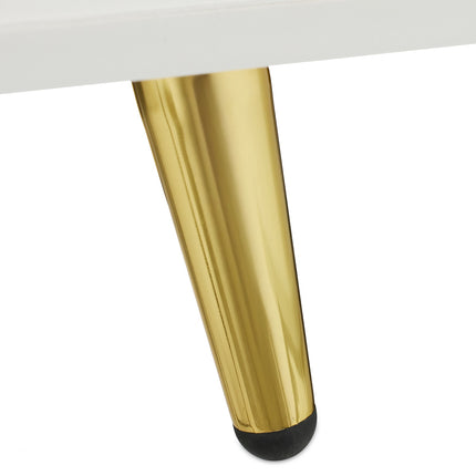 White Bedside Table with Gold Legs, 2 Drawers